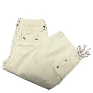 Petite Sophisticate Crop Pants Womens Size 6P Beige Drawstring Hem Pants